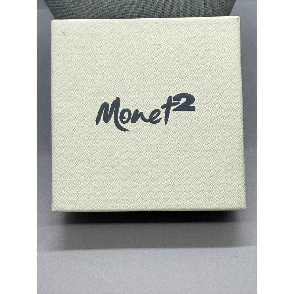 Monet 2 Signed Rhinestone and Enamel Brooch Purple Multi Color Original Box‎ 2